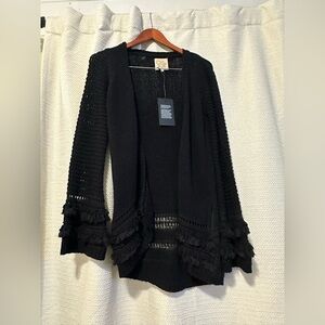 Chaser Black Open-Front Cardigan